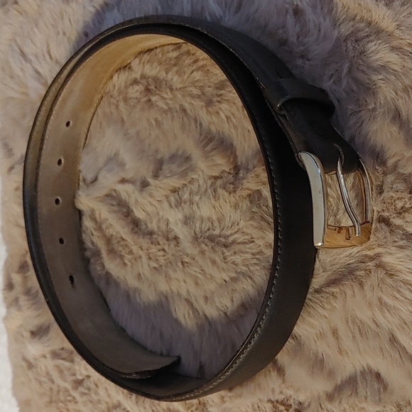 Men's Brown & Gold Leather Belt 32 - Picture 1 of 8